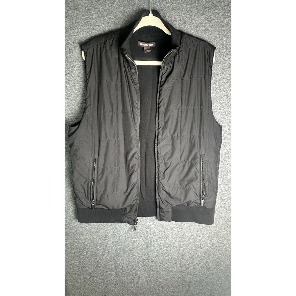 MICHAEL KORS Men’s Black Vest Jacket Full Zip Lined Size Large